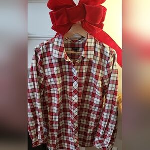 Talbots Red and Black Plaid Shirt